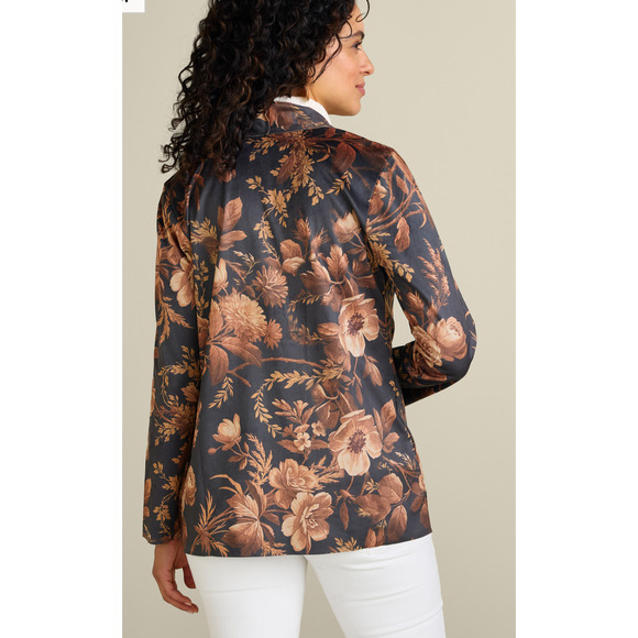 Soft Surroundings Shape Drape Faux Suede Jacket in Floral Multi - Picture 2 of 9